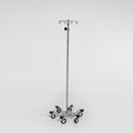 Midcentral Medical SS IV Pole W/thumb knob, 8-Hook Rake Top, 6-leg SS Spider Base W/3" Ball Bearing Casters MCM295-RT